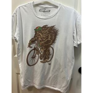 Ames Bros Bigfoot Sasquatch Cycling T-Shirt Men’s XL Funny Graphic Bicycle Tee